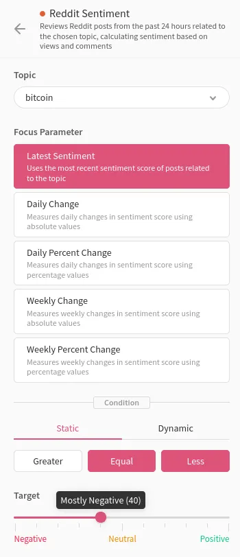 An image of the Jellydator editor with Reddit Sentiment step settings.