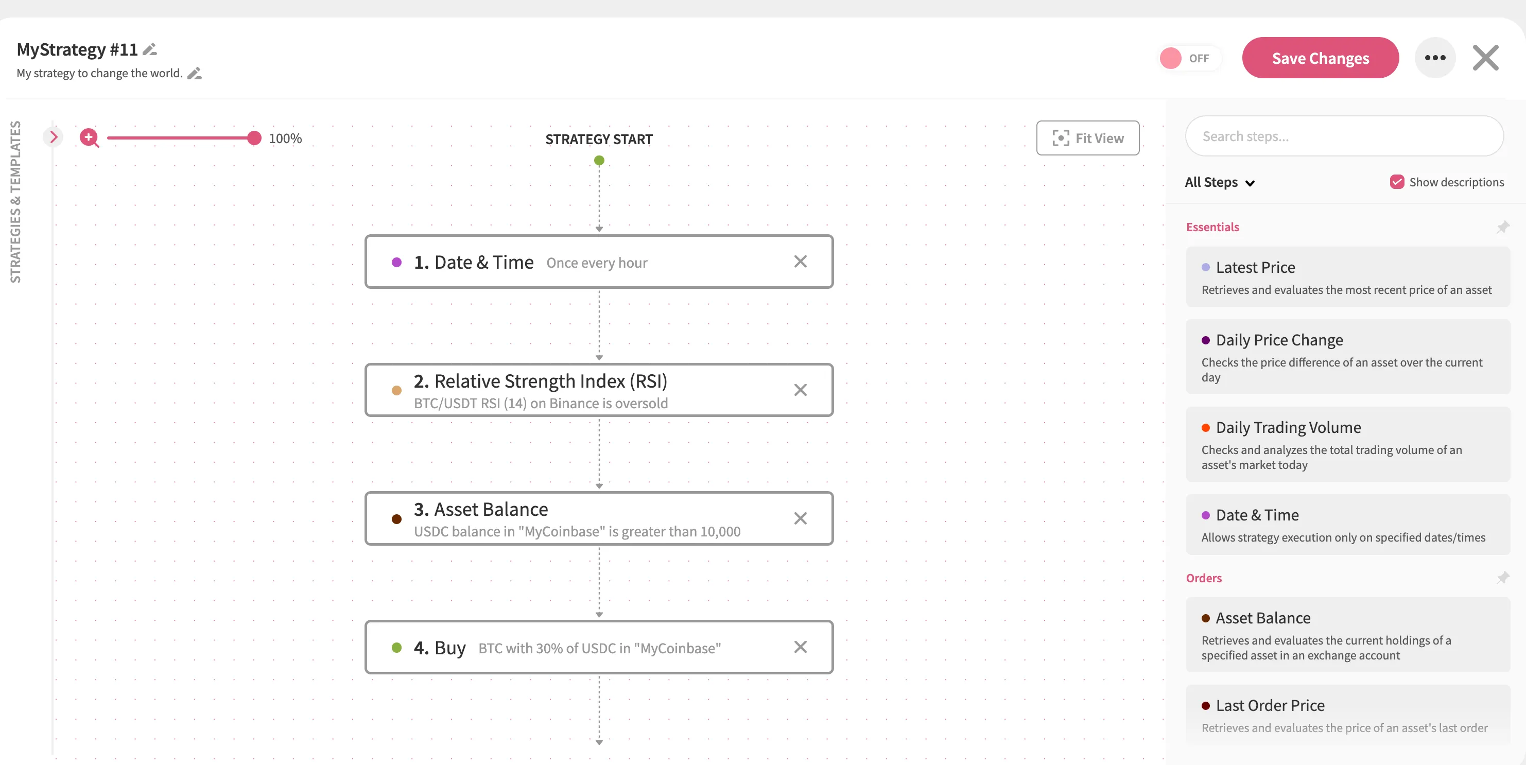 An image of the Jellydator editor with an Asset Balance step.