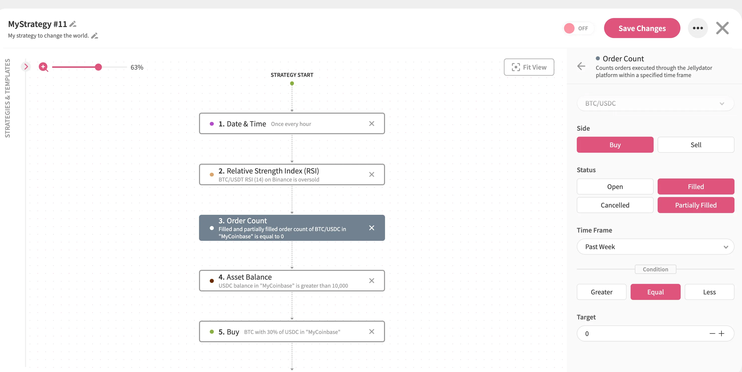 An image of the Jellydator editor with Asset Balance and Order Count steps.