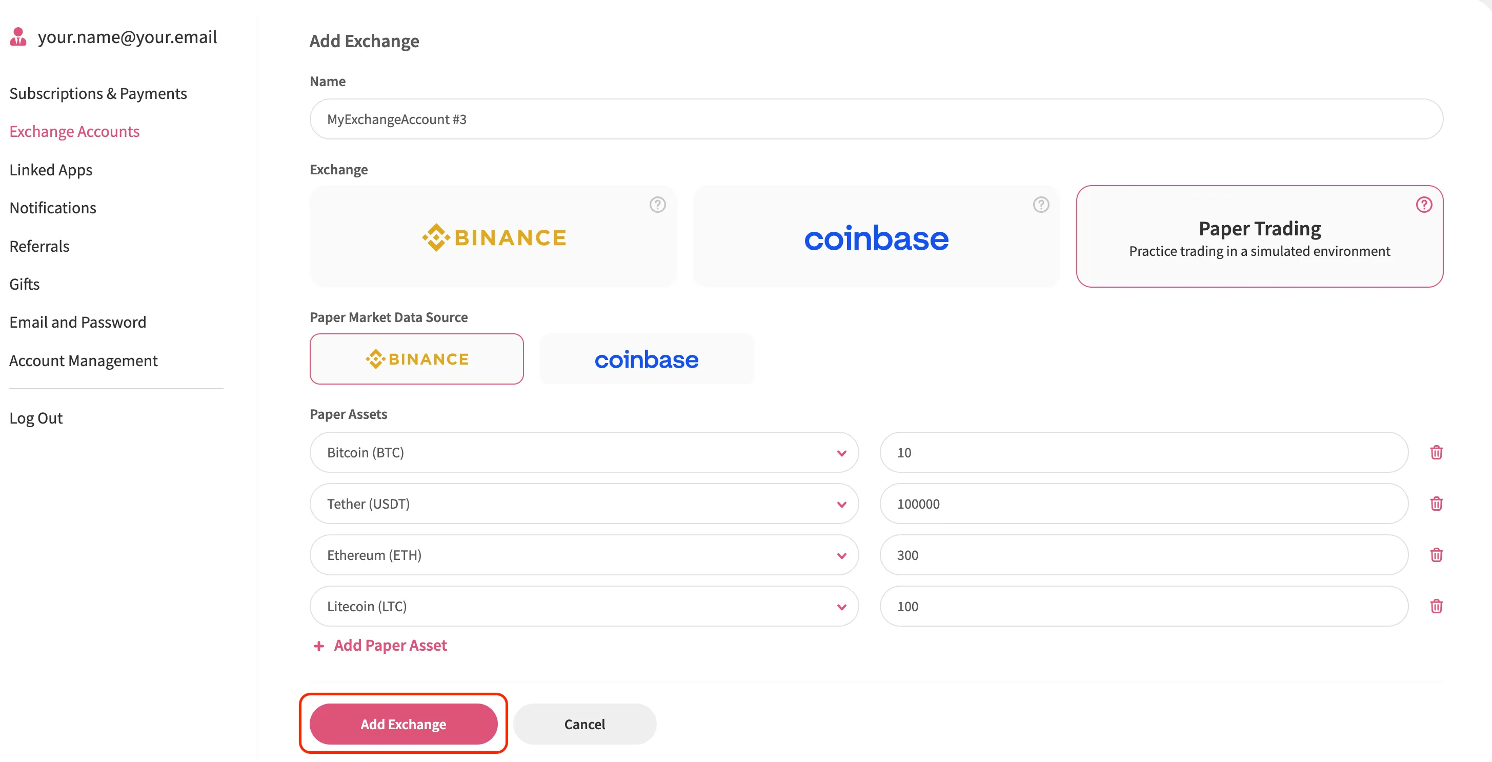 An image of the Jellydator exchange account page with a highlighted button.